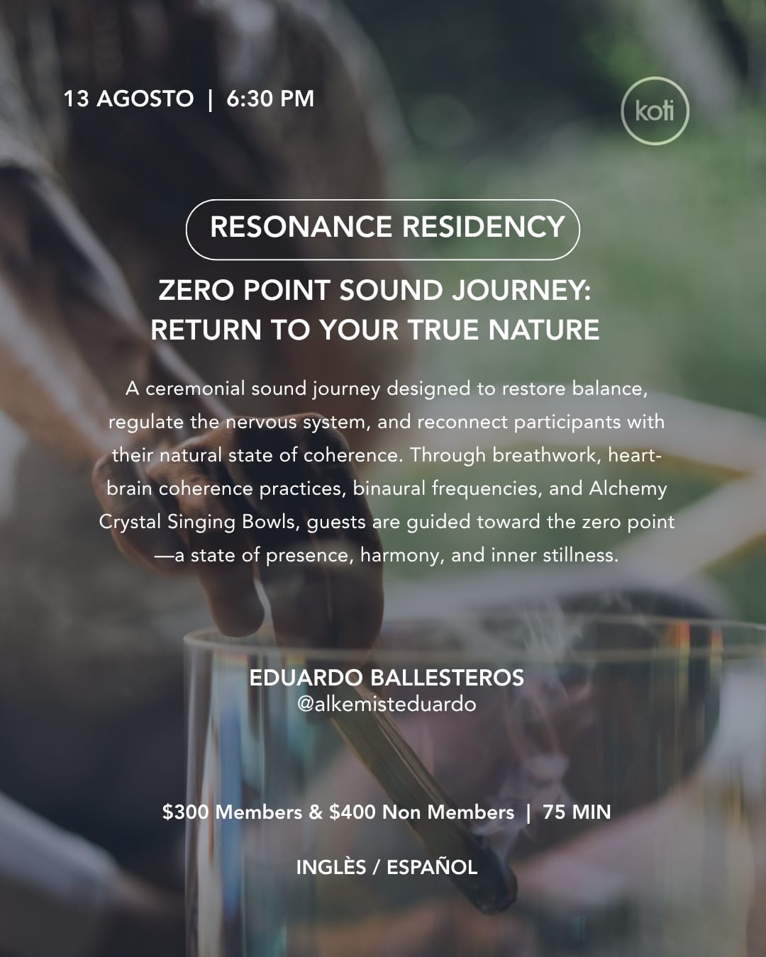Koti Condesa August 13 2026 Zero Point Sound Journey event flyer
