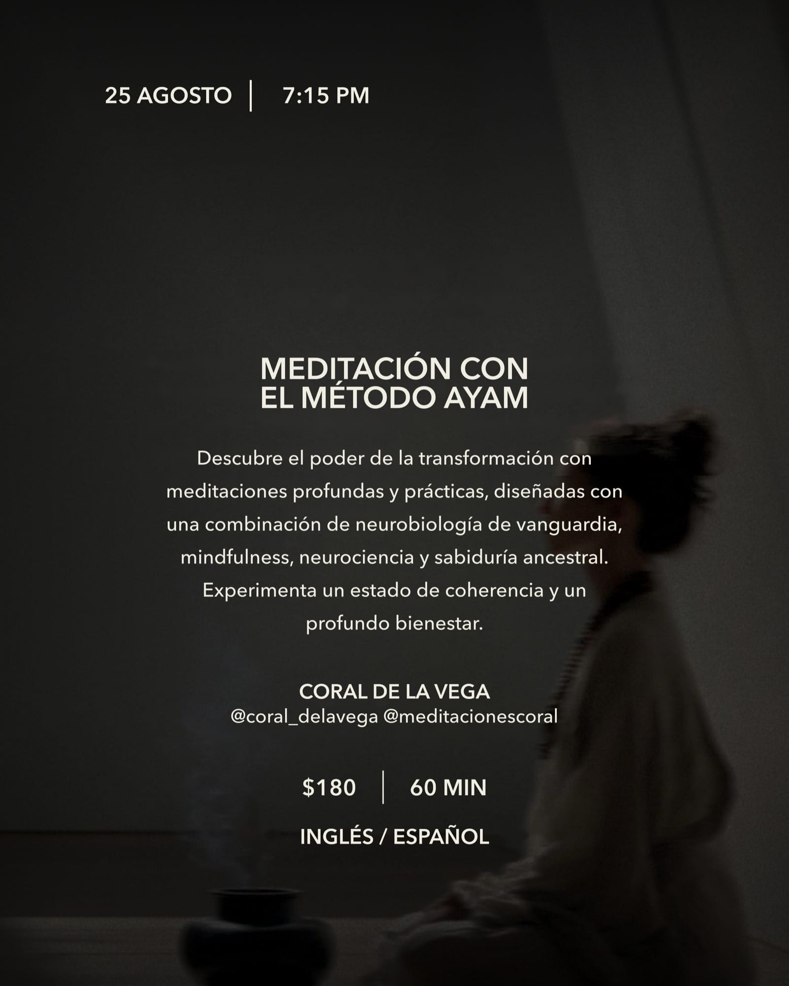 Koti Condesa August 25 2026 Meditación con el Método Ayam event flyer