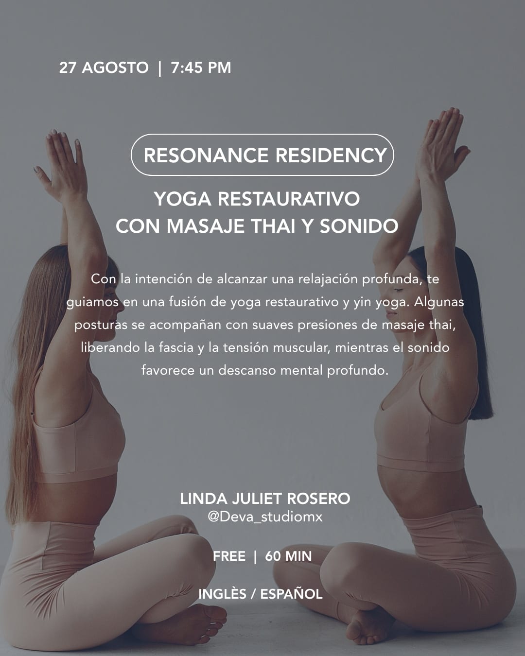 Koti Condesa August 27 2026 Yoga Restaurativo con Masaje Thai y Sonido event flyer
