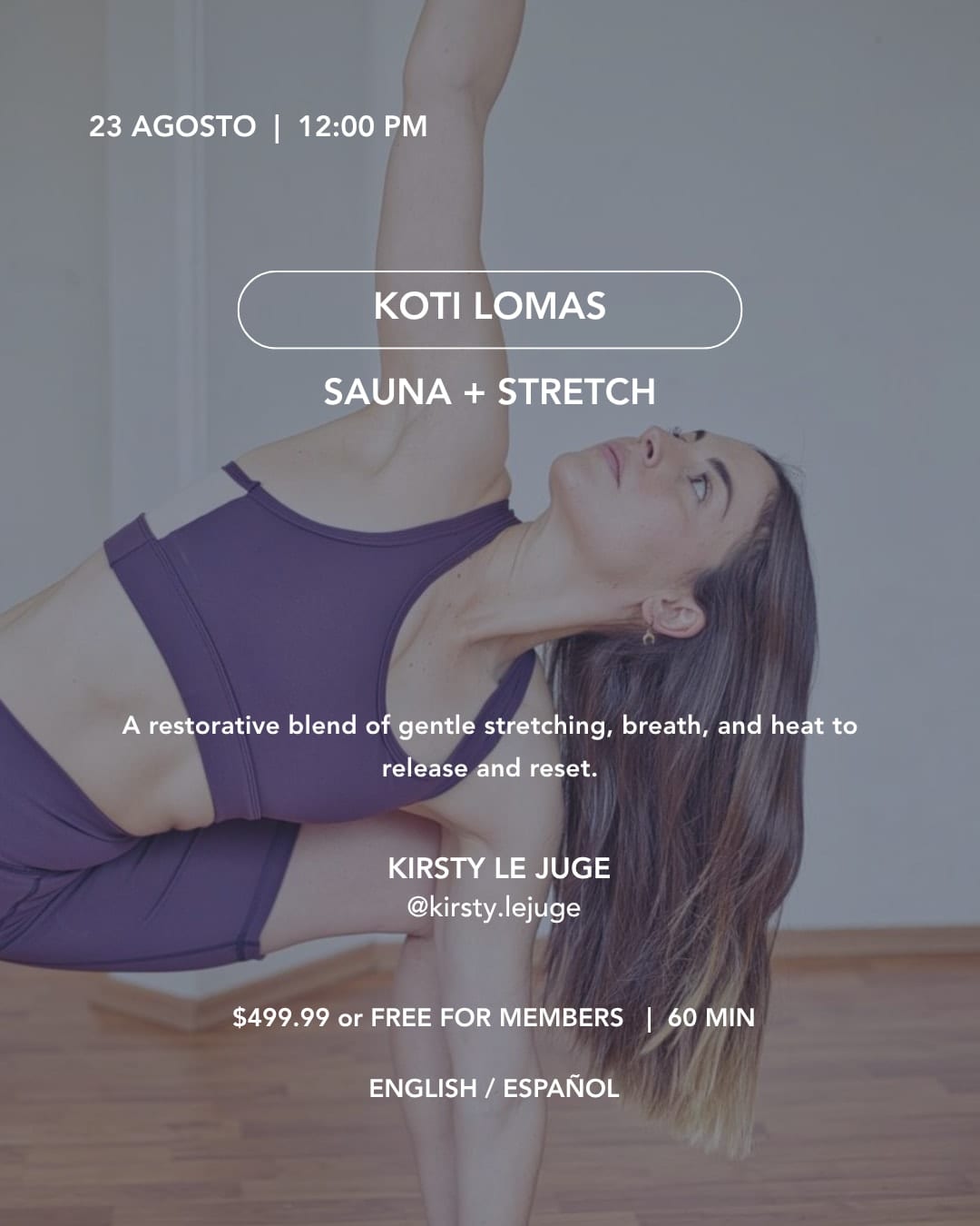Koti Lomas August 23 2026 Sauna and Stretch event flyer