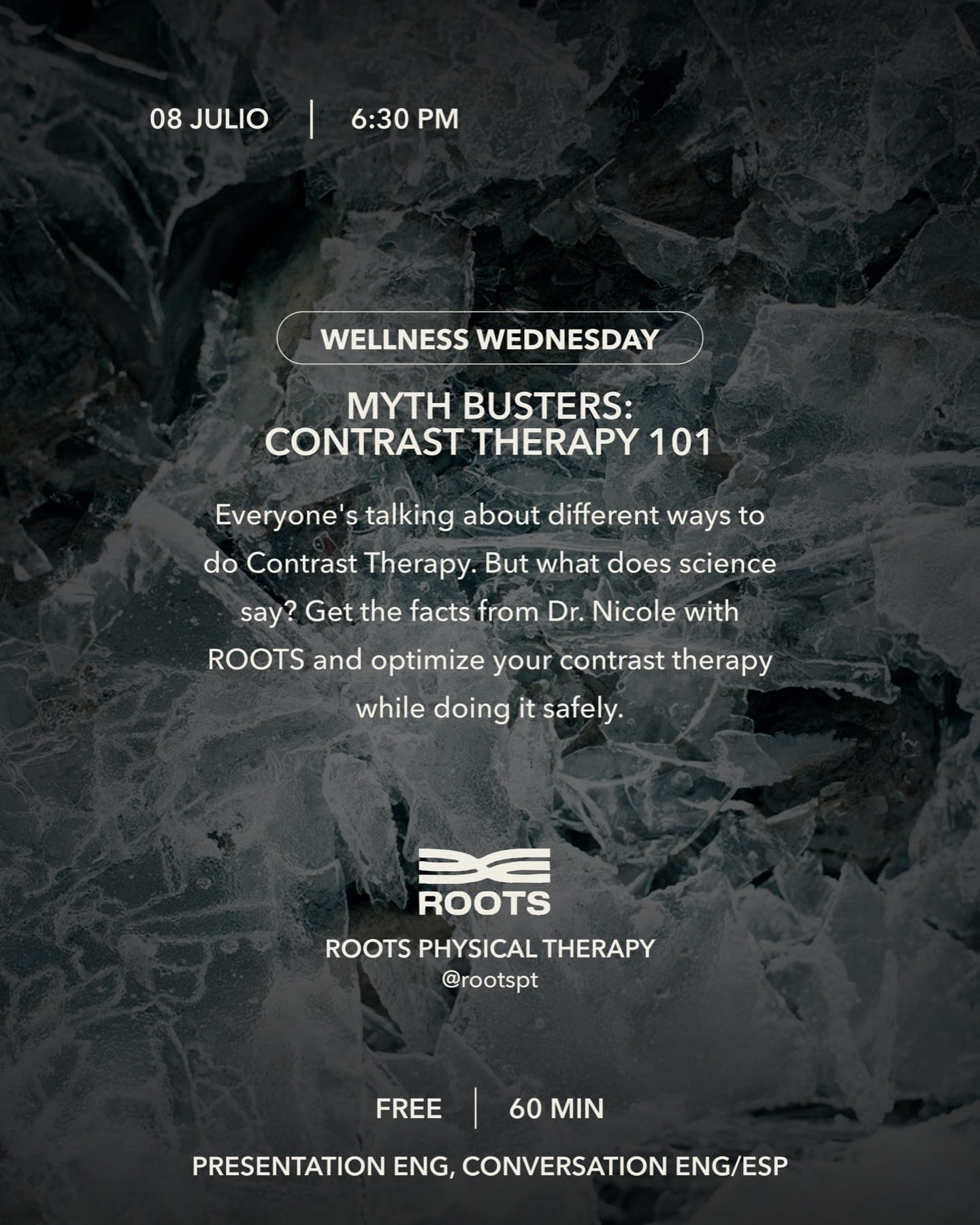 Koti Condesa July 8 Myth Busters Contrast Therapy 101 event flyer