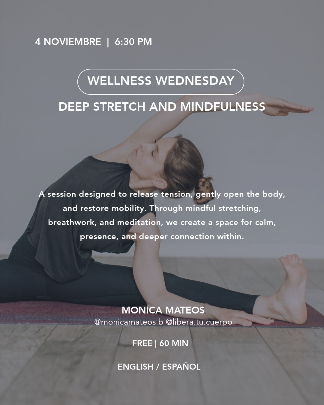 Koti Condesa November 4 2026 Deep Stretch and Mindfulness event flyer