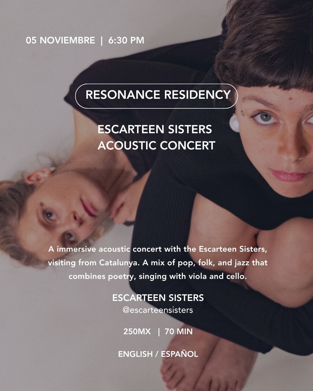 Koti Condesa November 5 2026 Escarteen Sisters Acoustic Concert event flyer