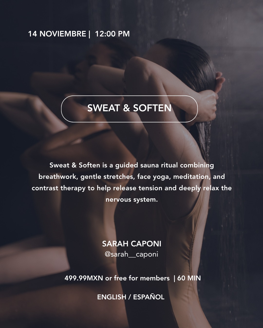 Koti Lomas November 14 2026 Sweat & Soften event flyer